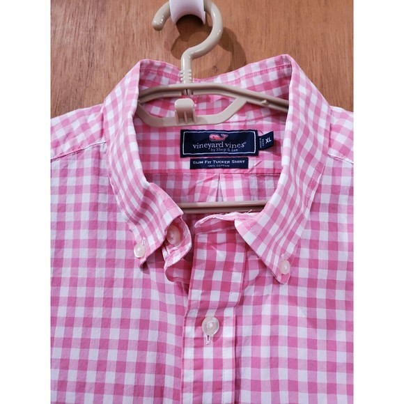 VINEYARD VINES SLIM FIT TUCKER SHIRT BUTTON DOWN PINK GINGHAM MEN XL - Picture 6 of 12
